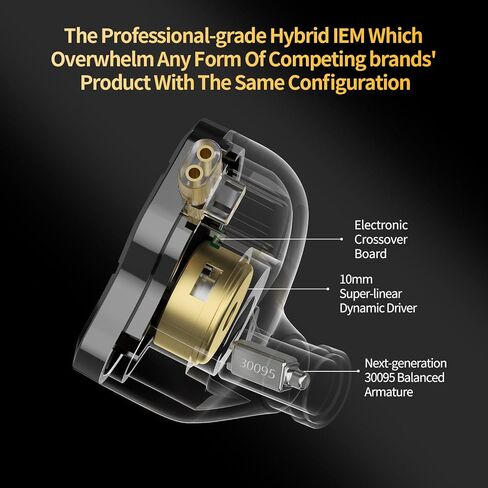 سماعات رأس سلكية KZ ZSN PRO 2 HiFi، تقنية HiFi احترافية داخل سماعة الأذن، سماعات رأس IEM ديناميكية 10 مم، سماعات أذن IEM بصوت ستيريو للنظام (أصفر، ZSN PRO 2 بدون ميكروفون)... in Saudi Arabia