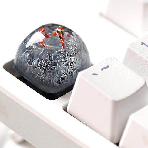 Gaming Keycaps Koi Fish Resin Keycaps for Cherry MX Swtiches (OEM R4) (Grey(Arc top)) in Saudi Arabia