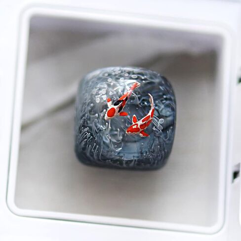 Gaming Keycaps Koi Fish Resin Keycaps for Cherry MX Swtiches (OEM R4) (Grey(Arc top)) in Saudi Arabia
