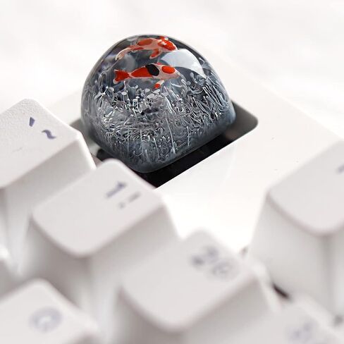 Gaming Keycaps Koi Fish Resin Keycaps for Cherry MX Swtiches (OEM R4) (Grey(Arc top)) in Saudi Arabia