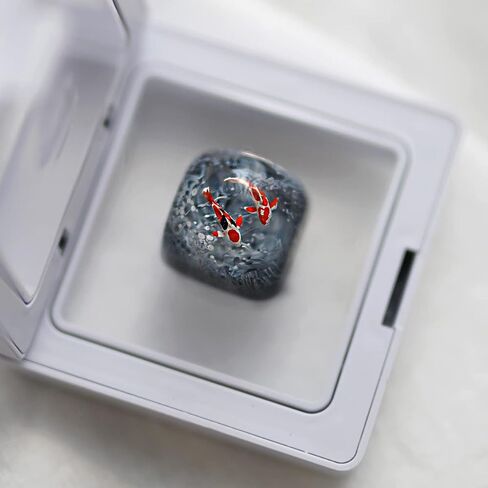 Gaming Keycaps Koi Fish Resin Keycaps for Cherry MX Swtiches (OEM R4) (Grey(Arc top)) in Saudi Arabia