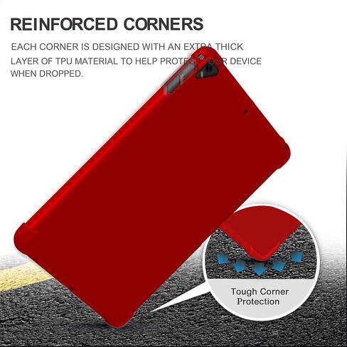 KIQ Case for iPad 9.7 5th 6th Gen, TPU Skin Protection Anti Slip Lightweight Cover for Apple iPad 9.7 2017/2018 5th & 6th Generation Air 1 2 Pro 9.7 [Red] in Kuwait