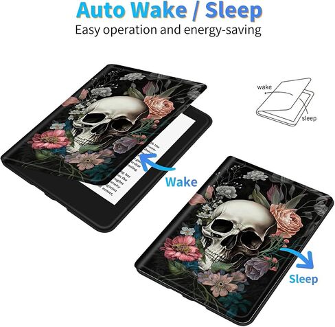Case for All-New Amazon Kindle Fire HD 10 & 10 Plus Tablet (11th Generation, 2021 Release), Slim Adjustable Stand Back Shell Protection Smart Cover for Fire HD 10.1 Inch Tablet, Skull Flower in Saudi Arabia