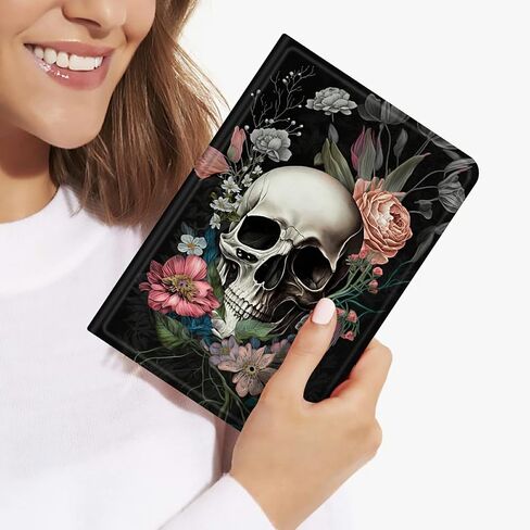 Case for All-New Amazon Kindle Fire HD 10 & 10 Plus Tablet (11th Generation, 2021 Release), Slim Adjustable Stand Back Shell Protection Smart Cover for Fire HD 10.1 Inch Tablet, Skull Flower in Saudi Arabia