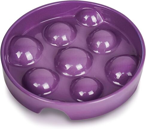 أطباق سيراميك للتغذية البطيئة للكلب 1.5 كوب وعاء تغذية بطيء للكلاب للسلالات المتوسطة الصغيرة، وعاء طعام للطعام البطيء مقاس 8 بوصات للجرو، أطباق للكلاب متوسطة الحجم لإبطاء تناول الطعام، هدايا عيد الميلاد، نقطة أرجوانية in Kuwait