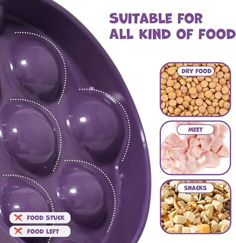 أطباق سيراميك للتغذية البطيئة للكلب 1.5 كوب وعاء تغذية بطيء للكلاب للسلالات المتوسطة الصغيرة، وعاء طعام للطعام البطيء مقاس 8 بوصات للجرو، أطباق للكلاب متوسطة الحجم لإبطاء تناول الطعام، هدايا عيد الميلاد، نقطة أرجوانية in Kuwait