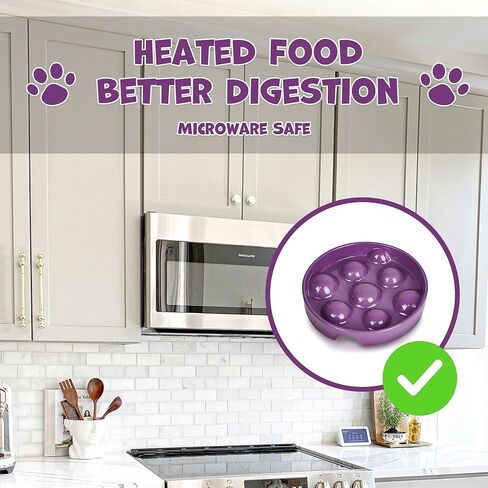 أطباق سيراميك للتغذية البطيئة للكلب 1.5 كوب وعاء تغذية بطيء للكلاب للسلالات المتوسطة الصغيرة، وعاء طعام للطعام البطيء مقاس 8 بوصات للجرو، أطباق للكلاب متوسطة الحجم لإبطاء تناول الطعام، هدايا عيد الميلاد، نقطة أرجوانية in Kuwait