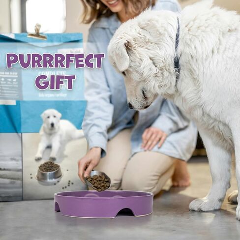 أطباق سيراميك للتغذية البطيئة للكلب 1.5 كوب وعاء تغذية بطيء للكلاب للسلالات المتوسطة الصغيرة، وعاء طعام للطعام البطيء مقاس 8 بوصات للجرو، أطباق للكلاب متوسطة الحجم لإبطاء تناول الطعام، هدايا عيد الميلاد، نقطة أرجوانية in Kuwait