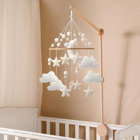 Safari Mobile for Crib - A Gender Neutral Safari Crib Mobile with Gold Stars and Clouds for a Jungle Theme Nursery in Saudi Arabia