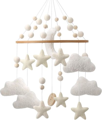 Safari Mobile for Crib - A Gender Neutral Safari Crib Mobile with Gold Stars and Clouds for a Jungle Theme Nursery in Saudi Arabia