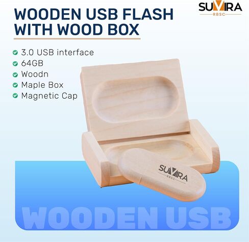 Eco-Friendly Wooden USB Flash Drive with Wood Box - 64GB - USB 3.0 Super Fast Speed - Thumb USB Drive (Walnut) in Saudi Arabia