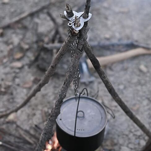MOOLIGIRL Camping Tripod Board, Stainless Steel Portable Campfire Tripod with Adjustable Hang Chain, for Hanging Cookware Perfect Accessories for Outdoor Cooking in Saudi Arabia
