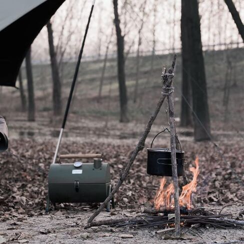 MOOLIGIRL Camping Tripod Board, Stainless Steel Portable Campfire Tripod with Adjustable Hang Chain, for Hanging Cookware Perfect Accessories for Outdoor Cooking in Saudi Arabia