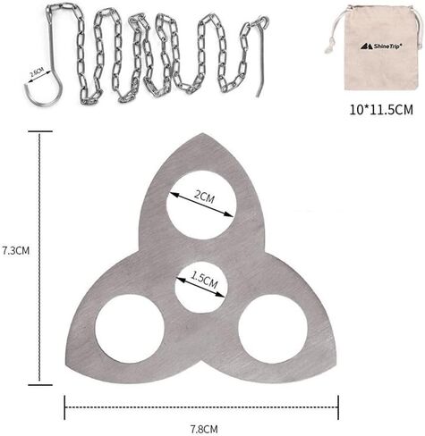 MOOLIGIRL Camping Tripod Board, Stainless Steel Portable Campfire Tripod with Adjustable Hang Chain, for Hanging Cookware Perfect Accessories for Outdoor Cooking in Saudi Arabia