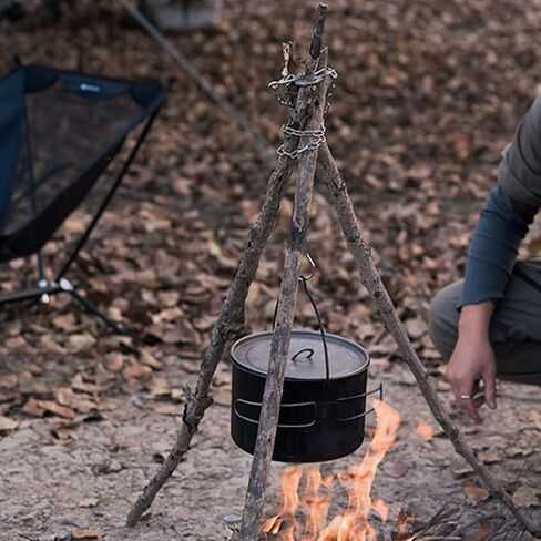 MOOLIGIRL Camping Tripod Board, Stainless Steel Portable Campfire Tripod with Adjustable Hang Chain, for Hanging Cookware Perfect Accessories for Outdoor Cooking in Saudi Arabia