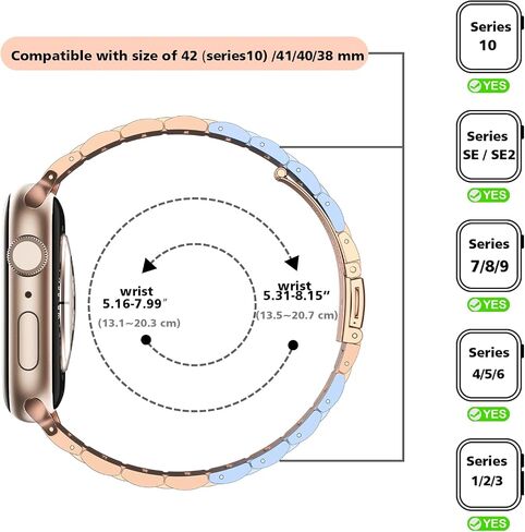 Tasikar Band Compatible with Apple Watch Band 49mm 46mm 45mm 44mm 42mm 41mm 40mm 38mm Women Stainless Steel Metal Replacement Strap Compatible with iWatch Ultra SE Series 10 9 8 7 6 5 4 3, Gold in Saudi Arabia