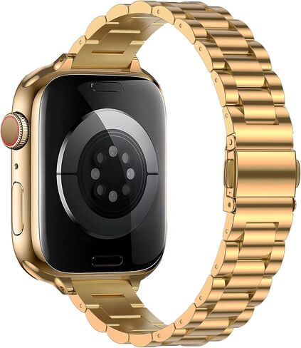 Tasikar Band Compatible with Apple Watch Band 49mm 46mm 45mm 44mm 42mm 41mm 40mm 38mm Women Stainless Steel Metal Replacement Strap Compatible with iWatch Ultra SE Series 10 9 8 7 6 5 4 3, Gold in Saudi Arabia