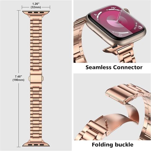 Tasikar Band Compatible with Apple Watch Band 49mm 46mm 45mm 44mm 42mm 41mm 40mm 38mm Women Stainless Steel Metal Replacement Strap Compatible with iWatch Ultra SE Series 10 9 8 7 6 5 4 3, Gold in Saudi Arabia