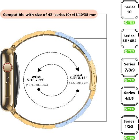 Tasikar Band Compatible with Apple Watch Band 49mm 46mm 45mm 44mm 42mm 41mm 40mm 38mm Women Stainless Steel Metal Replacement Strap Compatible with iWatch Ultra SE Series 10 9 8 7 6 5 4 3, Gold in Saudi Arabia