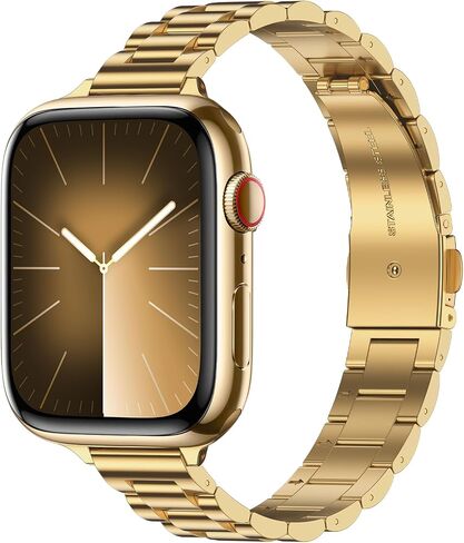 Tasikar Band Compatible with Apple Watch Band 49mm 46mm 45mm 44mm 42mm 41mm 40mm 38mm Women Stainless Steel Metal Replacement Strap Compatible with iWatch Ultra SE Series 10 9 8 7 6 5 4 3, Gold in Saudi Arabia
