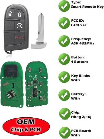 Smart Key for Jeep Grand Cherokee 2014-2022, Alliskeys 5-Button Proximity Key Fob Replacement for Jeep Grand Cherokee 2014-2022 M3N-40821302 in Saudi Arabia