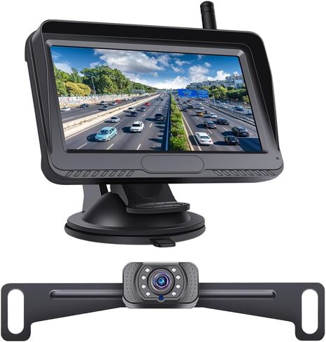 كاميرا احتياطية لاسلكية مع إشارة رقمية ثابتة 4.3 بوصة نظام مراقبة كاميرا الرؤية الخلفية HD1080P كاميرا عكسية للرؤية الليلية مقاومة للماء للسيارة والشاحنات وسيارات الدفع الرباعي والشاحنات والمقطورة وRV in Kuwait