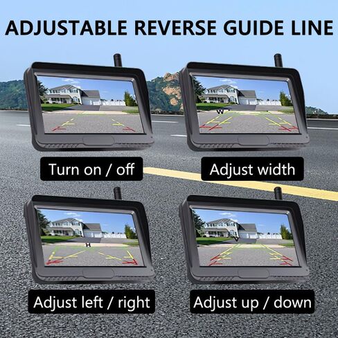 كاميرا احتياطية لاسلكية مع إشارة رقمية ثابتة 4.3 بوصة نظام مراقبة كاميرا الرؤية الخلفية HD1080P كاميرا عكسية للرؤية الليلية مقاومة للماء للسيارة والشاحنات وسيارات الدفع الرباعي والشاحنات والمقطورة وRV in Kuwait