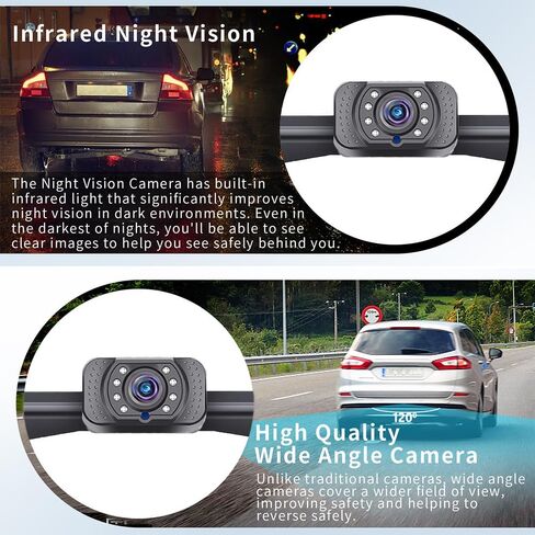 كاميرا احتياطية لاسلكية مع إشارة رقمية ثابتة 4.3 بوصة نظام مراقبة كاميرا الرؤية الخلفية HD1080P كاميرا عكسية للرؤية الليلية مقاومة للماء للسيارة والشاحنات وسيارات الدفع الرباعي والشاحنات والمقطورة وRV in Kuwait