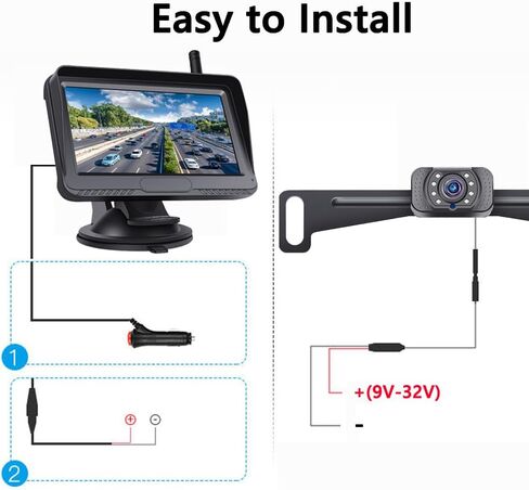 كاميرا احتياطية لاسلكية مع إشارة رقمية ثابتة 4.3 بوصة نظام مراقبة كاميرا الرؤية الخلفية HD1080P كاميرا عكسية للرؤية الليلية مقاومة للماء للسيارة والشاحنات وسيارات الدفع الرباعي والشاحنات والمقطورة وRV in Kuwait