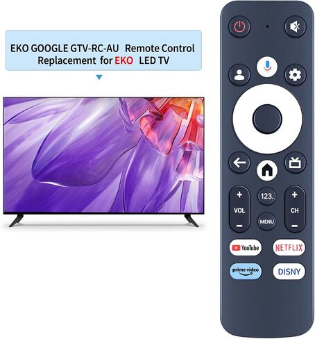 جهاز التحكم عن بعد البديل الصوتي GTV-RC-AU الجديد لتلفزيون EKO Google مع مفاتيح Netflix Disney+ PrimeVideo in Saudi Arabia