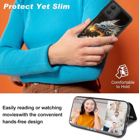 Designed for Motorola Moto G Stylus 5G 2024 Wallet Case with Card Holder Slot, PU Leather Kickstand Shockproof Flip Magnetic Cover for Moto G Stylus 5G 2024, White Dragon in Kuwait