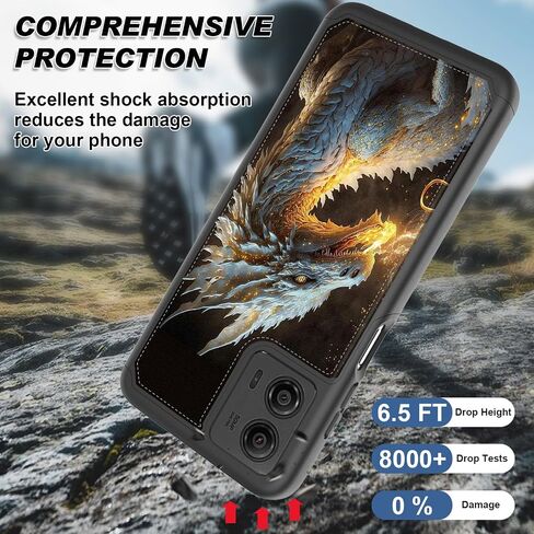 Designed for Motorola Moto G Stylus 5G 2024 Wallet Case with Card Holder Slot, PU Leather Kickstand Shockproof Flip Magnetic Cover for Moto G Stylus 5G 2024, White Dragon in Kuwait
