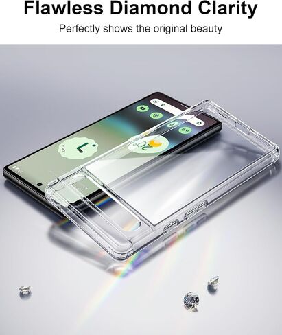 حافظة HOOMIL لهاتف Google Pixel 6A شفافة [مضادة للأصفرار] ظهر صلب شفاف مضاد للخدش وحافة ناعمة [حماية من السقوط من الدرجة العسكرية] غطاء هاتف مقاوم للصدمات - شفاف كريستالي in Saudi Arabia