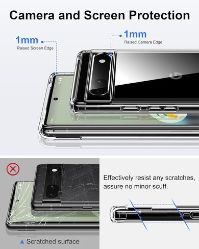 حافظة HOOMIL لهاتف Google Pixel 6A شفافة [مضادة للأصفرار] ظهر صلب شفاف مضاد للخدش وحافة ناعمة [حماية من السقوط من الدرجة العسكرية] غطاء هاتف مقاوم للصدمات - شفاف كريستالي in Saudi Arabia