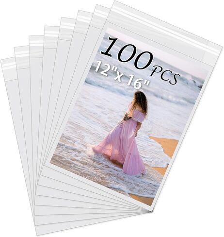 Acid-Free Picture Sleeves, 100Pack Crystal Clear Storage Bags for 18x24 Art Prints, Pictures, Photos, Frame Mats (Bag Size: 18 1/2"x24 2/5") in Saudi Arabia