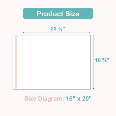 Acid-Free Picture Sleeves, 100Pack Crystal Clear Storage Bags for 18x24 Art Prints, Pictures, Photos, Frame Mats (Bag Size: 18 1/2"x24 2/5") in Saudi Arabia