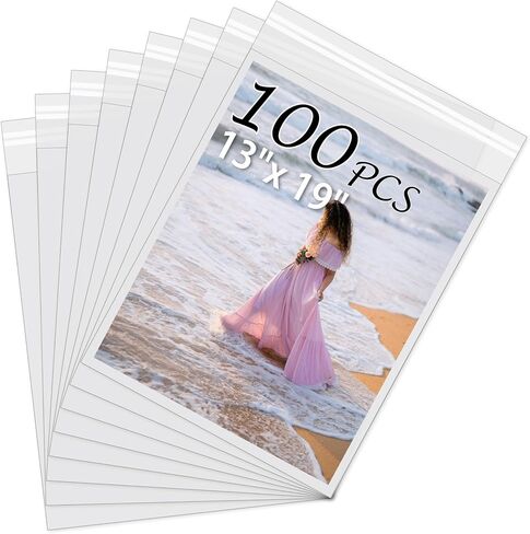 Acid-Free Picture Sleeves, 100Pack Crystal Clear Storage Bags for 18x24 Art Prints, Pictures, Photos, Frame Mats (Bag Size: 18 1/2"x24 2/5") in Saudi Arabia