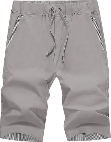 Janmid Men's Linen Casual Short Drawstring Summer Beach Shorts in Kuwait