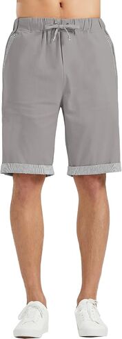 Janmid Men's Linen Casual Short Drawstring Summer Beach Shorts in Kuwait