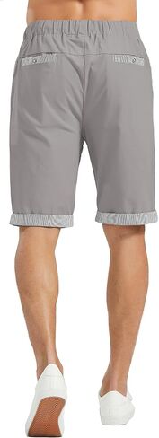 Janmid Men's Linen Casual Short Drawstring Summer Beach Shorts in Kuwait