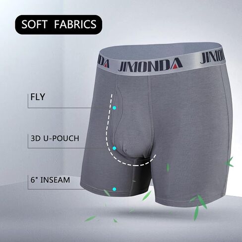 Jimonda Soft Underwear Pack Mens Breathable Bamboo Rayon & Copper Fibre Boxer Briefs Fly Front with Pouch in Saudi Arabia