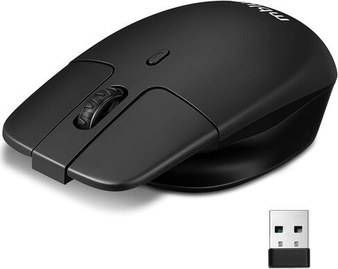 ماوس لاسلكي خفيف الوزن ومريح، 2.4 جيجا هرتز مع مستقبل USB صغير، شحن من النوع C، تتبع بصري 1600 نقطة في البوصة، عالمي للكمبيوتر الشخصي/Mac/الكمبيوتر المحمول - أسود in Saudi Arabia