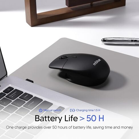 ماوس لاسلكي خفيف الوزن ومريح، 2.4 جيجا هرتز مع مستقبل USB صغير، شحن من النوع C، تتبع بصري 1600 نقطة في البوصة، عالمي للكمبيوتر الشخصي/Mac/الكمبيوتر المحمول - أسود in Saudi Arabia