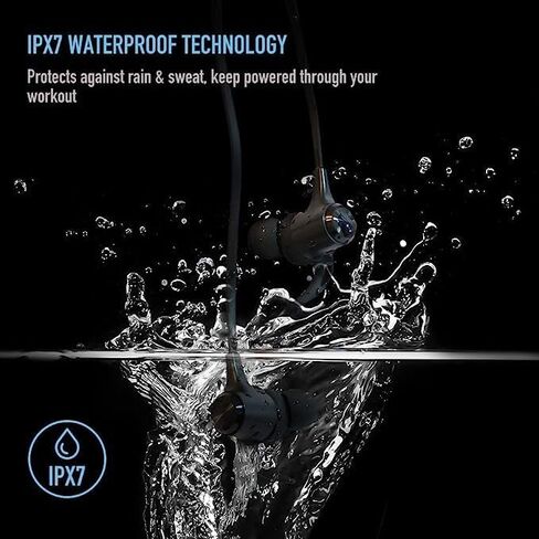 Powerhouse Performance: Unleash Energy! IPX7 Waterproof Wireless Headphones, 16H Playtime, Bluetooth V5.2, Magnetic Connection, Sports Earbuds for Running, Mic (Black). in Saudi Arabia