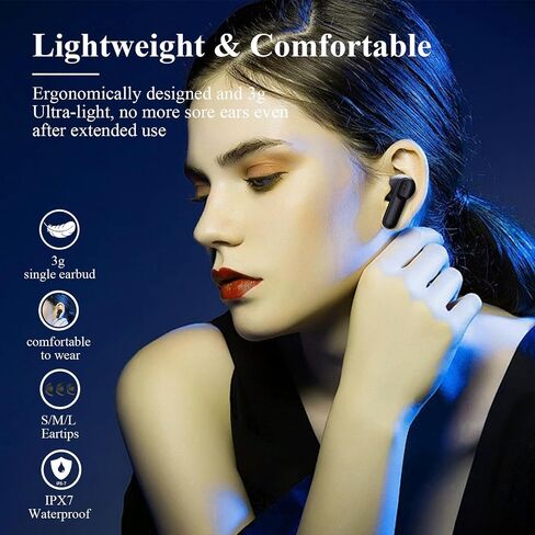 سماعات أذن لاسلكية حقيقية تعمل بتقنية البلوتوث 5.4، وقت تشغيل طويل 42 ساعة، شاشة LED للطاقة، سماعات أذن داخل الأذن مع 4 ميكروفونات ENC للتلفزيون والهواتف الذكية والكمبيوتر المحمول والرياضات in Saudi Arabia