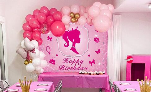 5x3FT Pink Princess Happy Birthday Shiny Backdrop Princess Theme Background Banner Beautiful Girl's Birthday Party Baby Shower Room Decoration Props in Saudi Arabia