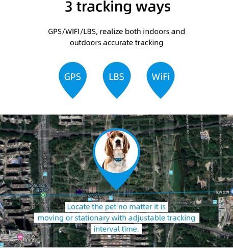 Intelligent Dog Collar -Pet GPS Tracker- Petsafe Wireless Fence, Real Tracking,Route Review, Health Monitoring,Waterproof Collar with Dynamic LED Lights. [with No Membership ](Black) in Saudi Arabia