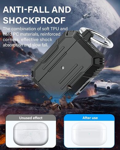 Vakoo AirPods 3rd Generation Case with Keychain, Hybrid Shockproof Full Body Rugged Protective Cover for AirPods 3 (2021) - Black in Saudi Arabia
