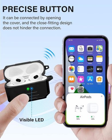 Vakoo AirPods 3rd Generation Case with Keychain, Hybrid Shockproof Full Body Rugged Protective Cover for AirPods 3 (2021) - Black in Saudi Arabia