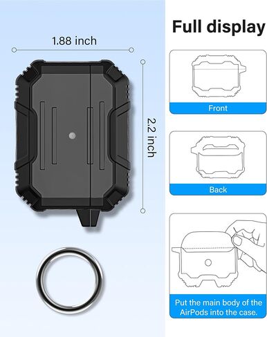 Vakoo AirPods 3rd Generation Case with Keychain, Hybrid Shockproof Full Body Rugged Protective Cover for AirPods 3 (2021) - Black in Saudi Arabia